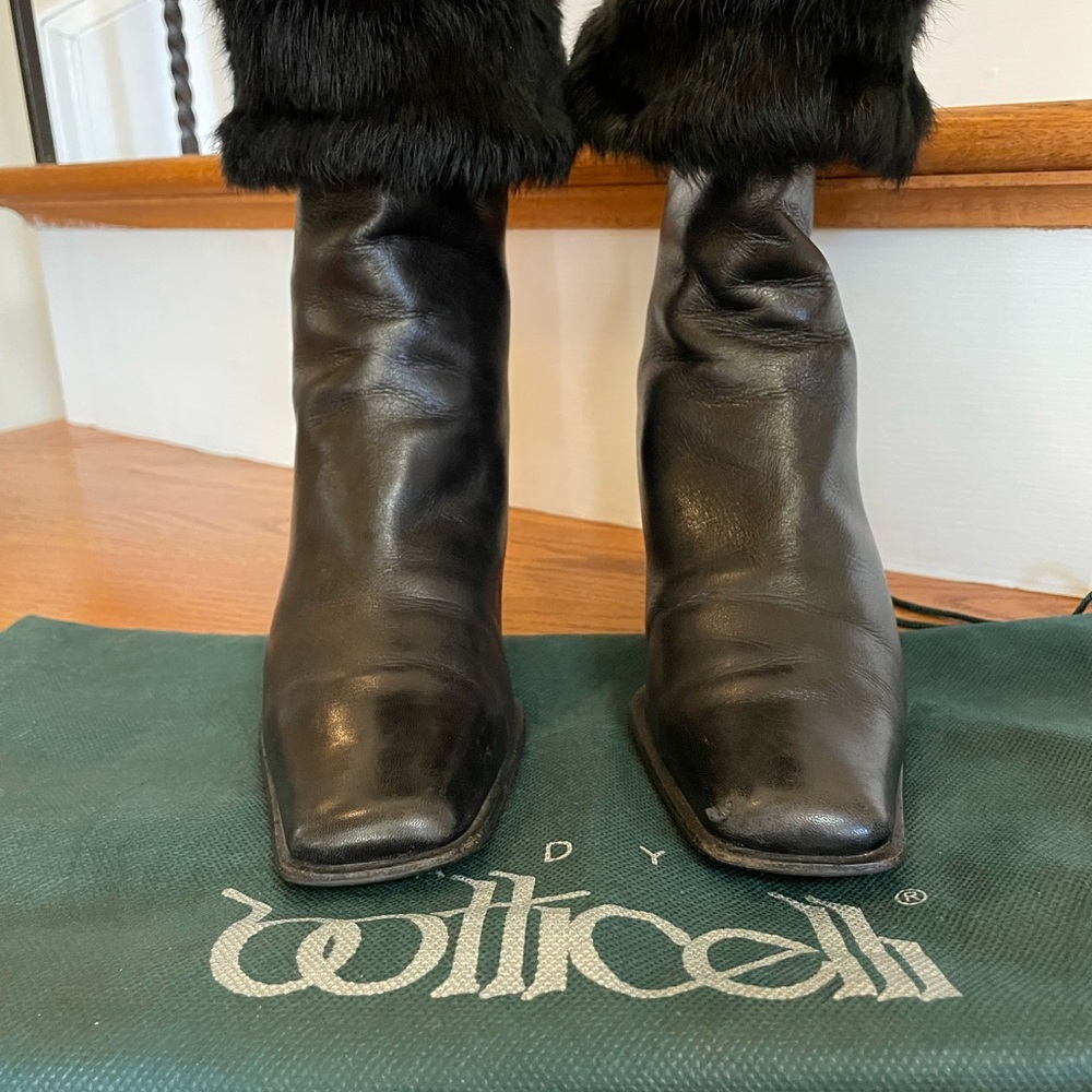 Roberto Botticelli Elegant Black Fur Heeled Boots